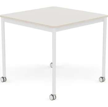 Jídelní stůl Muuto, Stůl na kolečkách Base čtvercový nanolaminát bílé nohy 80 cm bílý - Formadore