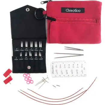 Nástroj na niť a příze ChiaoGoo TWIST Red Shorties Set výměnné kruhové jehlice 5 + 8 cm M (2–3,25 mm)