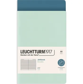 Diář Leuchtturm 1917, Zápisníky linkované v měkké vazbě Jottbook A5 mátové a šedomodré 80 g/m², 2 ks - Formadore