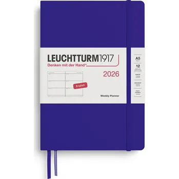 Diář Leuchtturm 1917, Týdenní diář v pevné vazbě Leuchtturm 1917 2026 EN A5, tmavě modrý - Formadore