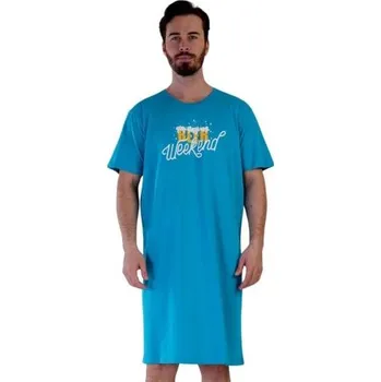 Pánská noční košile Pánská modrá noční košile Vienetta Secret Beer weekend modrá XXL