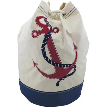 Plážová taška SEA Club Batoh s motivem kotvy, bavlna, krémová/modrá/červená, V: 45 cm, Ø: 45 cm, šířka: 30 cm