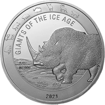Stříbrná mince 1 Oz Giants of the Ice Age - Woolly Rhinoceros 2021