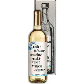 Suché bílé víno Chardonnay 0,75 l v dárkové krabičce – originální dárek pro tatínka k narozeninám, svátku i Dni otců