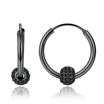 Náušnice Moonlit Stříbrné kruhové náušnice se zirkony černé – elegantní přívěsek