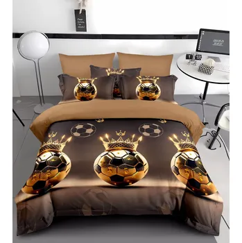 Povlečení NOVINKA 2026 ! Exkluzivní oboustranné Bavlněné povlečení s 3D efektem 140x200/70x90 cm - FOTBAL - ZLATÝ MÍČ