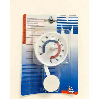 Domácí teploměr Venkovní teploměr okenní, ⌀70 mm - plast, bílá