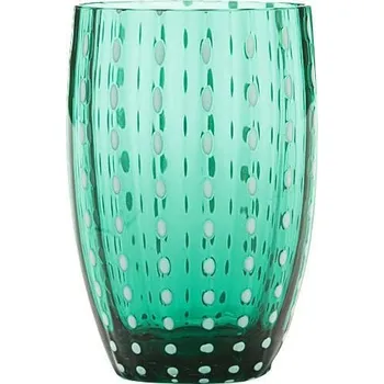 Sklenice Zafferano, Skleněný pohár Perle 320 ml tmavě zelený - Formadore