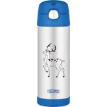 Thermos, Termoláhev se slámkou Jelen, 470 ml, stříbrno-modrá - Formadore