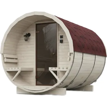 Sauna HAHNHOLZ Sudová sauna s předsíní 200×250 cm (4-6 osob) BARVA DVEŘÍ: Bronzová, STŘEŠNÍ KRYTINA: Bordó