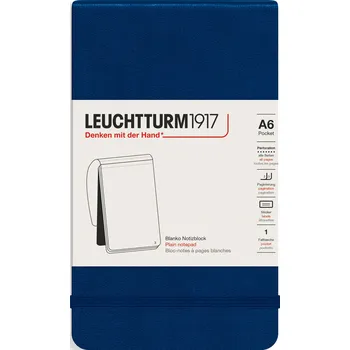 Diář Leuchtturm 1917, Notes hladký v tvrdých deskách Leuchtturm 1917 A6, 184 stran, tmavě modrý, 80 g/m² - Formadore