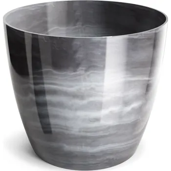 Květináč Mramorovaný plastový květináč Aga Marmur – šedý, 14 × 12,5 cm