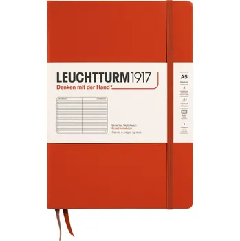 Diář Leuchtturm 1917, Zápisník linkovaný v tvrdých deskách Leuchtturm 1917 A5, 251 stran, tmavě oranžový, 80 g/m² - Formadore