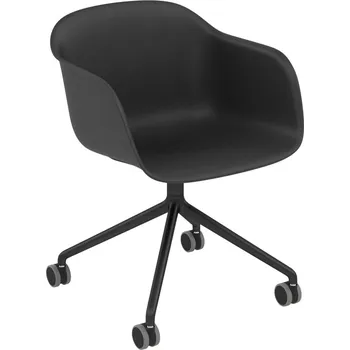 Křeslo Muuto, Křeslo na kolečkách Fiber Swivel na hliníkových nožkách černé - Formadore
