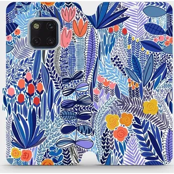 Pouzdro na mobilní telefon Flipové pouzdro Mobiwear - Huawei Mate 20 Pro - MP03P Modrá květena - VÝPRODEJ (Knížkové flip pouzdro, obal, kryt na mobil Huawei Mate 20 Pro - MP03P Modrá květena, materiál Umělá kůže + TPU - ochrana 360°, stojánek, silikonová vanička, magnetické zavírán