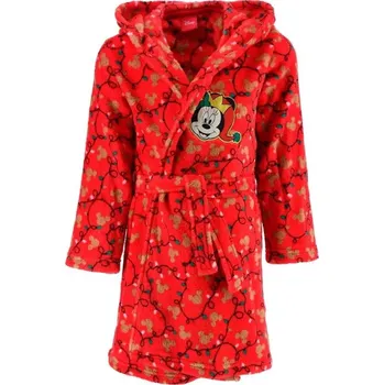 Dívčí župan SunCity • Dívčí vánoční coral fleece župan s kapucí Minnie Mouse EU 116 Červená