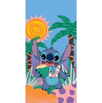 Halantex • Bavlněná plážová osuška Lilo & Stitch - motiv Kokosová pohoda - 100% bavlna - 70 x 140 cm