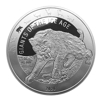 Stříbrná mince 1 Oz Giants of the Ice Age - Saber Toothed Cat 2020