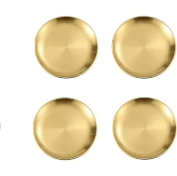 Talíř 4 ks talířů z nerezové oceli 26 cm Zlaté kuchyňské talíře elegantní servírování hlavních jídel slavnostní i každodenní použití