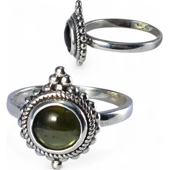 Prsten ANTONIA, prsten, český vltavín, stříbro 925/1000