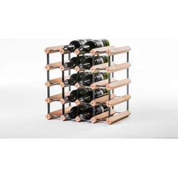 Stojan na víno RAXI stojan na víno buk 20 lahví kombinace dřevo a kov