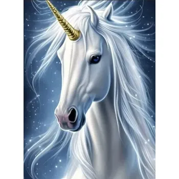 Diamantové malování Diamantové malování/Huacan - Bílý jednorožec