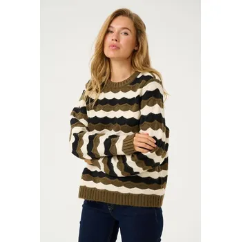 Dámský svetr CULTURE Khaki/ Creme/ Schwarz 1703844 L/XL