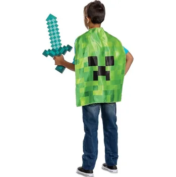 Dětská zbraň Dětský kostým Minecraft Creeper s mečem a pláštěm