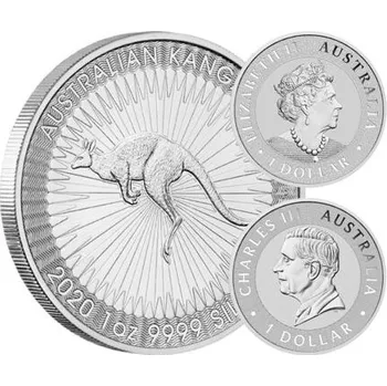 Stříbrná mince 1 AUD Australian Kangaroo (Klokan rudý) 1 Oz
