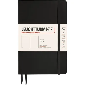 Diář Leuchtturm 1917, Notes hladký v měkké vazbě Leuchtturm 1917 B6+, 123 stran, černý, 80 g/m² - Formadore