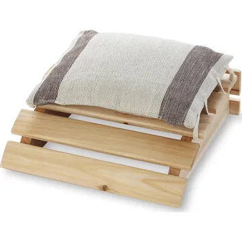 Dřevěná opěrka hlavy s polštářkem do sauny, hnědá