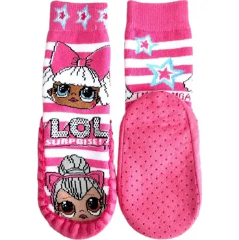 E plus M • Dětské / dívčí protiskluzové ponožky s nopky / papuče L.O.L. Surprise EU 27 / 28