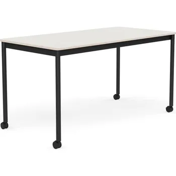 Muuto, Stůl na kolečkách Base nanolaminát nohy černé 70 x 140 cm bílý - Formadore
