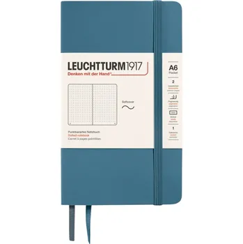 Diář Leuchtturm 1917, Tečkovaný zápisník v měkké vazbě Leuchtturm 1917 A6, 123 stran, modrošedý, 80 g/m² - Formadore