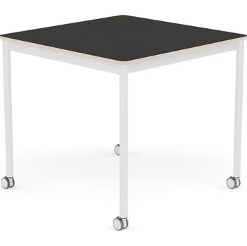 Jídelní stůl Muuto, Stůl na kolečkách Base čtvercový linoleum bílé nohy 80 cm černý - Formadore