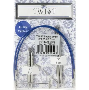 Jehlice ChiaoGoo Twist Short Combo set 5 + 8Cm vel. 3,75mm (Set vyměnitelných jehlic ChiaoGoo Twist Short Combo Set 5 a 8Cm 3,75mm)