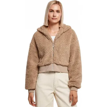 Dámská bunda Urban Classics Dámský huňatý oversize bomber s kožíškem a velkou kapucí Barva: Béžová, Velikost: 5XL