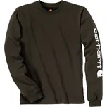 Tričko Carhartt Sleeve logo long sleeve peat Barva: šedo/černá, Velikost: XL