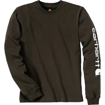 Pánské tričko Tričko Carhartt Sleeve logo long sleeve peat Barva: šedo/černá, Velikost: XL