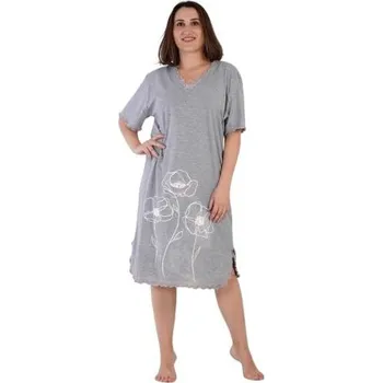 Dámská noční košile Dámská noční nadměrná košile Vienetta Secret Leona šedá šedá 3XL