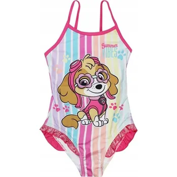 Dívčí plavky SunCity • Dívčí jednodílné pruhované plavky Tlapková patrola - Paw Patrol EU 98 Růžová
