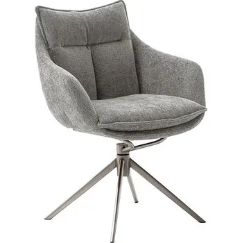 Jídelní židle Jídelní židle PARKER E antracitová s područkami, podnož z kartáčované nerezové oceli