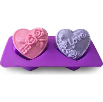 Silikonová forma na mýdlo srdíčka - 2ks