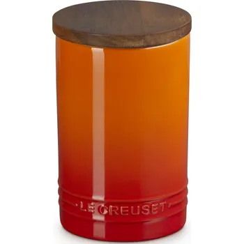 Nádobí Le Creuset, Kuchyňská dóza Le Creuset s dřevěným víkem, 770 ml, plamenně oranžová - Formadore