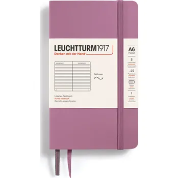 Diář Leuchtturm 1917, Zápisník linkovaný v měkké vazbě Leuchtturm 1917 A6, 123 stran, špinavě růžový, 80 g/m² - Formadore