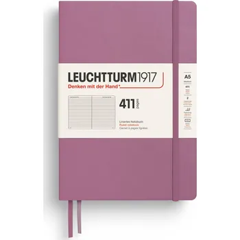 Diář Leuchtturm 1917, Zápisník linkovaný v tvrdých deskách Leuchtturm 1917 A5, 411 stran, špinavě růžový - Formadore