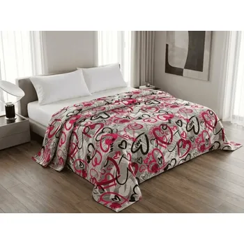 Přehoz na lůžko Přehoz na postel STREET LOVE, šedý Rozměr: 220 x 240 cm