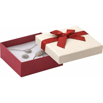 Dárková krabička B-TOP Dárková krabička na šperky – bordó / krémová 93 × 91 × 35 mm
