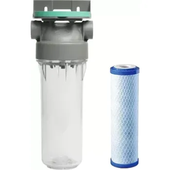 Filtrace vody Průsvitné filtrační pouzdro s odvzdušňovacím ventilem ECO 3/4“ - 10“/2,5" a vložkou s aktivním uhlím