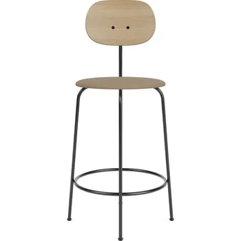 Barová židle Audo Copenhagen, Barová židle s opěradlem Afteroom Plus zádová opěrka světlý dub kožený sedák 97 cm béžová - Formadore